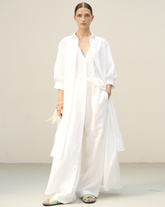 Pantaloni a palazzo regular fit in puro lino bianco - Bianco | Giemme BrandsCorporate