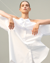 Camicia regular fit con scollo aperto e manica ampia in popeline di puro cotone bianco - Le Sarte Pettegole - New in | Giemme BrandsCorporate