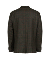 Double-breasted over fit jacket with notch lapel in green checked wool and cashmere - Men's Shirts and Overshirt Jackets | Giemme BrandsCorporate
