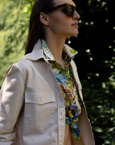 Camicia over fit con collo button down in cotone elasticizzato tinto capo beige - Beige | Giemme BrandsCorporate