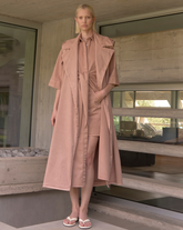Giacca abito smanicata, over fit in cotone elasticizzato con tintura minerale rosa antico - Abiti | Giemme BrandsCorporate