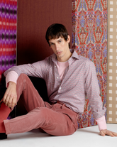 Camicia con collo francese in Vaiella di puro cotone a quadri sui toni dell'arancione - Collezione UOMO | Giemme BrandsCorporate