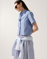 Gonna midi regular fit in puro cotone bianco a righe bluette - Azzurro | Giemme BrandsCorporate