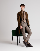 Brown exclusive geometrical pattern pure cotton shirt with french collar - Man collection | Giemme BrandsCorporate