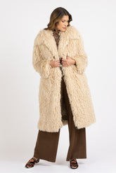 Cappotto lungo in eco-fur beige - Beige | Giemme BrandsCorporate