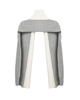 Sciarpa over in misto lana d'Alpaca grigio con contrasti in maglia a coste panna - Grigio | Giemme BrandsCorporate