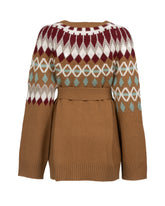 Cardigan in misto lana Mohair con motivo geometrico a contrasto sui toni del bordeaux - Bordeaux | Giemme BrandsCorporate