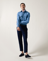 Camicia regular fit con collo italiano in denim di puro cotone - New in Uomo | Giemme BrandsCorporate
