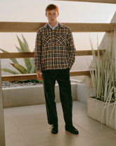 Over fit shirt jacket in pure cotton with blue check - Men's Shirts and Overshirt Jackets | Giemme BrandsCorporate