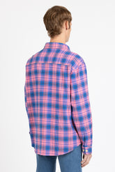 Pink check pure cotton flannel shirt with french collar - Pink | Giemme BrandsCorporate