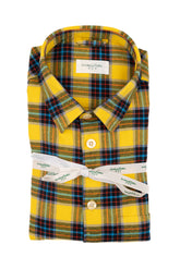 Camicia con collo francese in flanella di puro cotone a quadri gialla - Collezione UOMO | Giemme BrandsCorporate