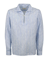 Comfort fit polo shirt in stretch cotton with light blue stripes - New in Tintoria Mattei | Giemme BrandsCorporate