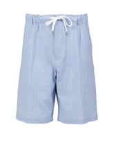 Pantaloni bermuda con coulisse in cotone seersucker elasticizzato celeste - Tintoria Mattei | Giemme BrandsCorporate