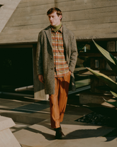 Over shirt with italian collar in pure cotton flannel with green check pattern - Man collection | Giemme BrandsCorporate