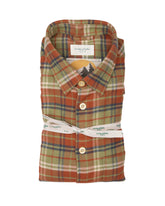 Camicia over fit con collo italiano in flanella di puro cotone a quadri verdi - Tintoria Mattei | Giemme BrandsCorporate