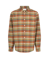 Camicia over fit con collo italiano in flanella di puro cotone a quadri verdi - Verde | Giemme BrandsCorporate