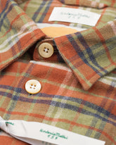 Camicia over fit con collo italiano in flanella di puro cotone a quadri verdi - Verde | Giemme BrandsCorporate
