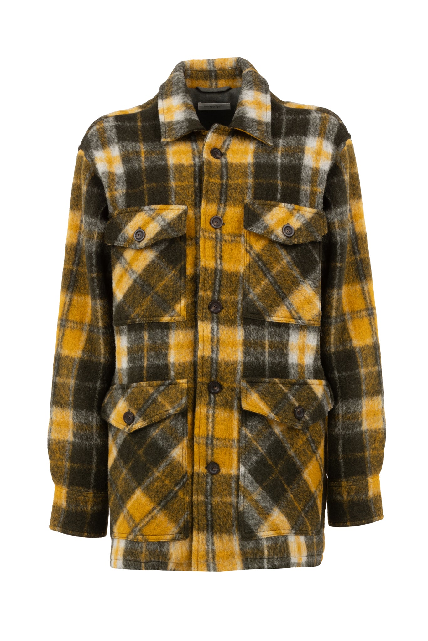 Yellow check exclusive bouclé wool coat