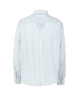 Over-fit shirt with contrast details in pure cotton muslin with blue and green stripes - Light blue | Giemme BrandsCorporate