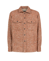 Over jacket with italian collar in wool and Alpaca wool with orange herringbone pattern - Men's Shirts and Overshirt Jackets | Giemme BrandsCorporate