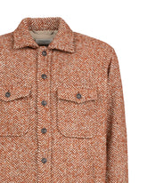 Over jacket with italian collar in wool and Alpaca wool with orange herringbone pattern - Orange | Giemme BrandsCorporate