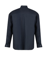Over jacket con collo italiano e doppia tasca stondata in cotone misto lino blu - Tintoria Mattei | Giemme BrandsCorporate