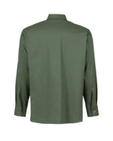 Over jacket con collo italiano e doppia tasca stondata in cotone misto lino verde - Tintoria Mattei | Giemme BrandsCorporate