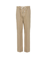 Pantaloni regular fit con coulisse in puro cotone beige - Tintoria Mattei | Giemme BrandsCorporate