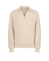 Maglione comfort fit con scollo polo in lana e lana d'alpaca beige - Tintoria Mattei | Giemme BrandsCorporate