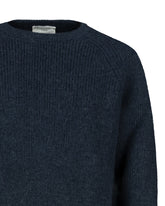 Comfort fit crew neck sweater in blue wool and Alpaca wool - Blue | Giemme BrandsCorporate