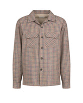 Over fit shirt jacket with notch lapel collar in beige pied de poule wool - Men's Shirts and Overshirt Jackets | Giemme BrandsCorporate