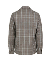 Over jacket with notch lapel collar in brown and blue prince of wales check wool - Brown | Giemme BrandsCorporate