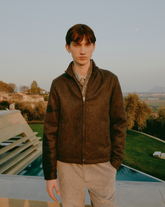Padded bomber jacket in grey bouclé wool - Men's Shirts and Overshirt Jackets | Giemme BrandsCorporate