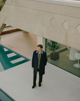Over fit coat with notch lapel in blue wool - Men's Shirts and Overshirt Jackets | Giemme BrandsCorporate