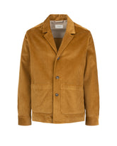 Over jacket with notch lapel collar in ochre pure cotton corduroy - Men's Shirts and Overshirt Jackets | Giemme BrandsCorporate