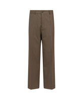 Pantaloni wide leg in lana vergine elasticizzata in un'esclusiva tonalità di marrone - Complete the look | Giemme BrandsCorporate