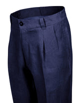 Pantaloni wide leg in puro lino blu - Blu | Giemme BrandsCorporate
