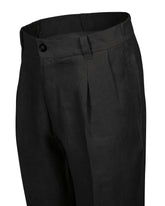 Wide-leg pants in pure black linen - Black | Giemme BrandsCorporate