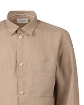 Over-Jacke mit italienischem Kragen aus reinem Haselnuss-Leinen - Haselnussbraun | Giemme BrandsCorporate