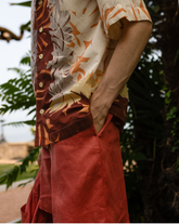 Pantaloni bermuda regular fit con coulisse in puro lino rosso - Rosso | Giemme BrandsCorporate