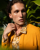 Regular Fit Hemd mit französischem Kragen aus reinem Baumwolle mit exklusivem Foliage-Muster in Orangetönen - Orangefarben | Giemme BrandsCorporate