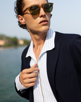 Giacca over fit mono petto in puro lino blu - Blu | Giemme BrandsCorporate