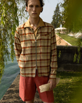 Pantaloni bermuda regular fit con coulisse in puro lino rosso - Rosso | Giemme BrandsCorporate