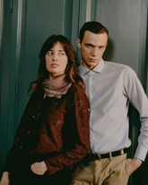 Bandana in pure silk twill with an exclusive green geometric print - Woman collection | Giemme BrandsCorporate