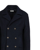 Double breasted peacot in blue wool - Blue | Giemme BrandsCorporate