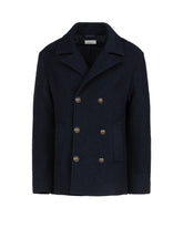 Double breasted peacot in blue wool - Men's Shirts and Overshirt Jackets | Giemme BrandsCorporate